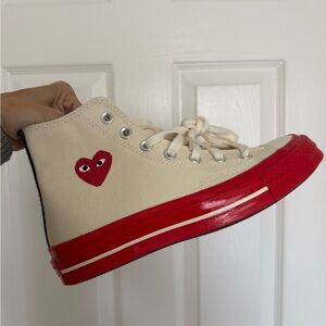 Converse Play Comme des Garcons Canvas High Top Sneaker Red Heart and Red Sole